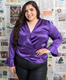Blusa satin manga campana