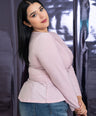 Blusa pemplum tela brillosa