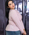 Blusa pemplum tela brillosa
