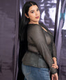 Blusa tela brillosa semitransparente