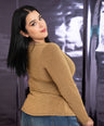 Blusa pemplum tela brillosa