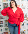 Blusa manga abullonada con lazo