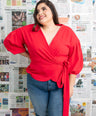 Blusa manga abullonada con lazo