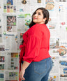 Blusa manga abullonada con lazo