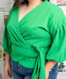 Blusa manga abullonada con lazo