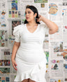 Vestido corto con olán