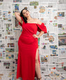 Maxi vestido de fiesta con abertura
