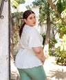 Blusa pemplum con lazo