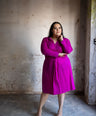 Vestido midi manga larga con nudo