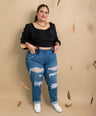 Blusa tipo croptop manga larga