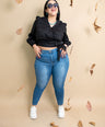 Blusa tipo croptop manga larga