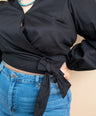 Blusa tipo croptop manga larga