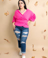 Blusa manga abullonada con lazo