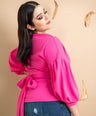 Blusa manga abullonada con lazo