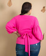 Blusa manga abullonada con lazo