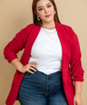 Blazer Liso Manga 3/4 Rojo