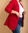 Blazer Liso Manga 3/4 Rojo