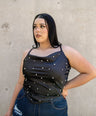 Blusa satín de tirante con perlas