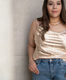 Blusa satín de tirante con perlas
