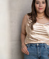 Blusa satín de tirante con perlas