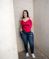 Blusa satín de tirante con perlas