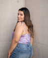 Blusa satín de tirante con perlas