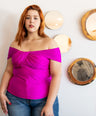 Blusa satin con escote