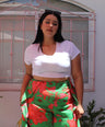 PANTALON FLARE ESTAMPADO CON ABERTURA