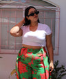 PANTALON FLARE ESTAMPADO CON ABERTURA