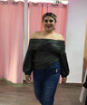 Blusa a los hombros efecto piel