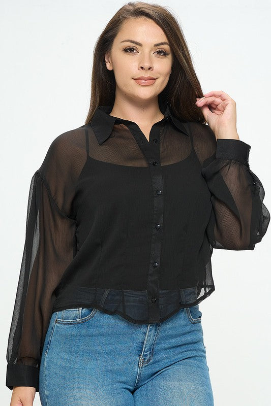 Blusa camisera de mesh